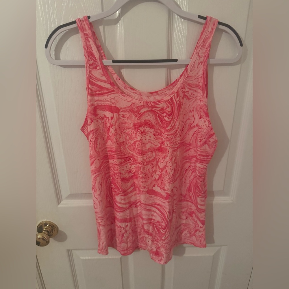 No Boundaries Pink Marble-Print Tank Top